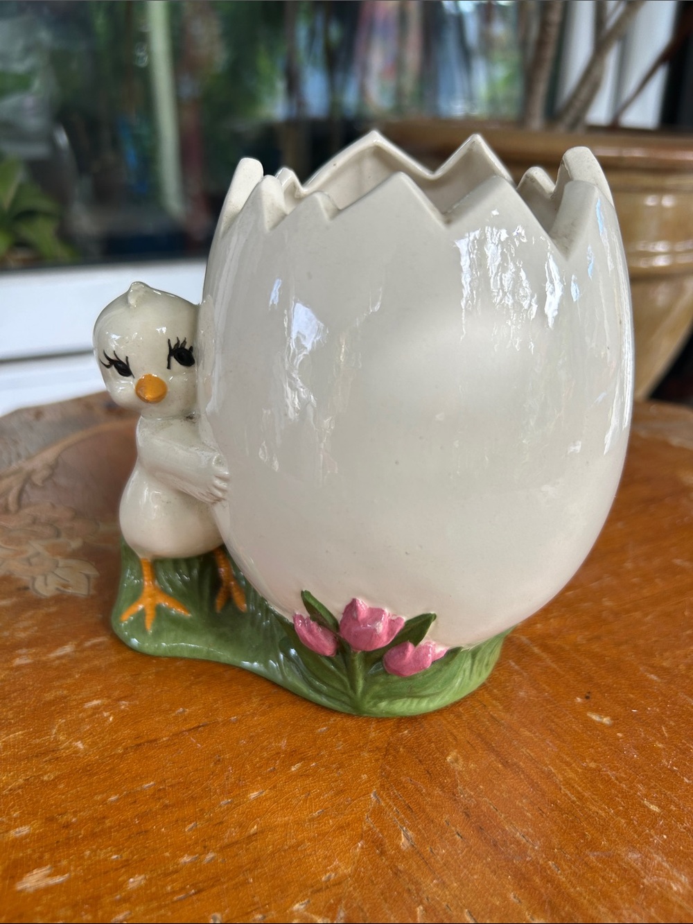Vintage Ceramic Chick Egg Planter